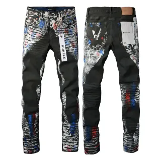 Purple Brand jeans pretos distressed com salpicadura de tinta