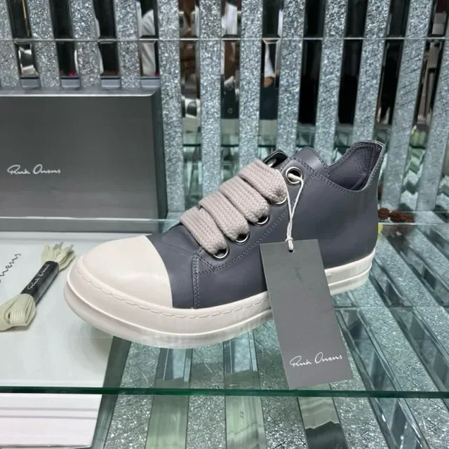 Rick Owens Gris Blanco Sin Cordones Cierre de Correa Elástica Upper de Cuero de Dos Tonos Zapatillas Lifestyle 6