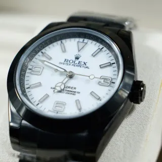 Rolex Oyster Perpetual Black Case White Dial Mechanical Watch