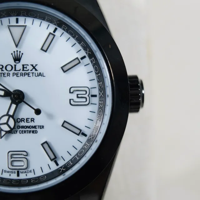 Rolex Oyster Perpetual Black Case White Dial Mechanical Watch 6