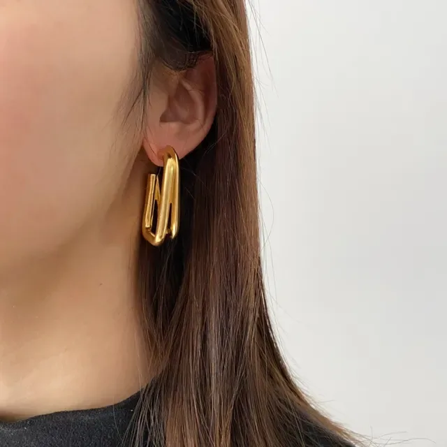 Saint Laurent Boucles d'oreilles rectangulaires à double couche 2