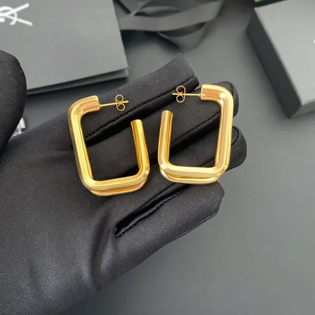 Saint Laurent Boucles d'oreilles rectangulaires à double couche 5
