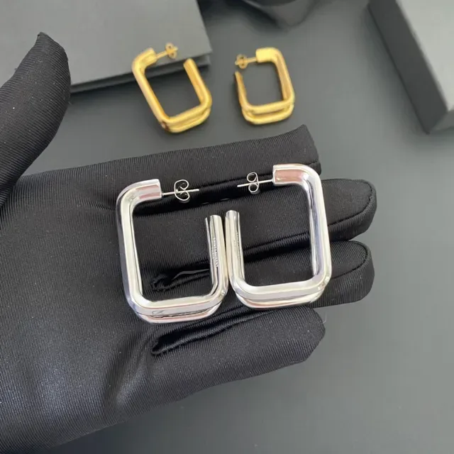 Saint Laurent Boucles d'oreilles rectangulaires à double couche 6