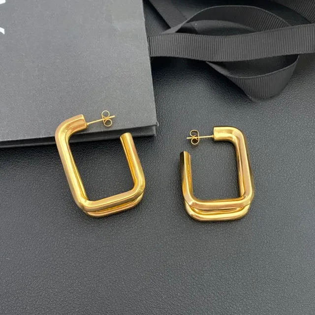 Saint Laurent Boucles d'oreilles rectangulaires à double couche 7