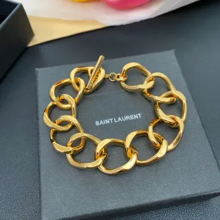 Saint Laurent Loulou मोटा अंडाकार लिंक वाला सोने का कंगन