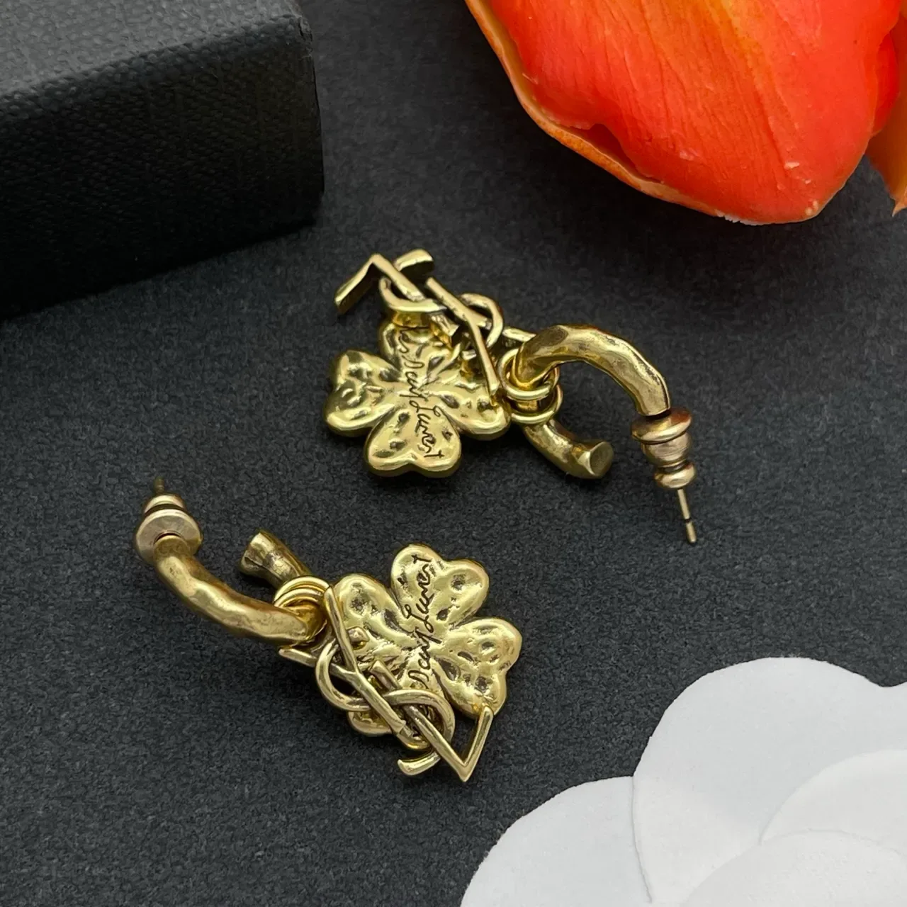 Saint Laurent 印花三叶草 金色 耳环 6