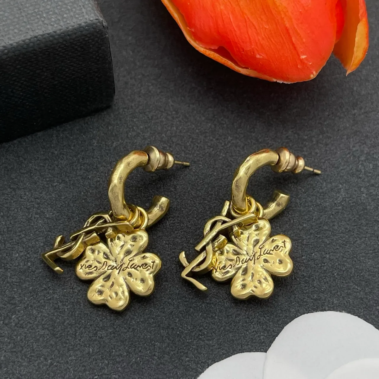 Saint Laurent 印花三叶草 金色 耳环 7
