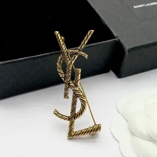 सेन्ट लॉरेंट मोनोग्राम रोप गोल्ड टोन ब्रोच