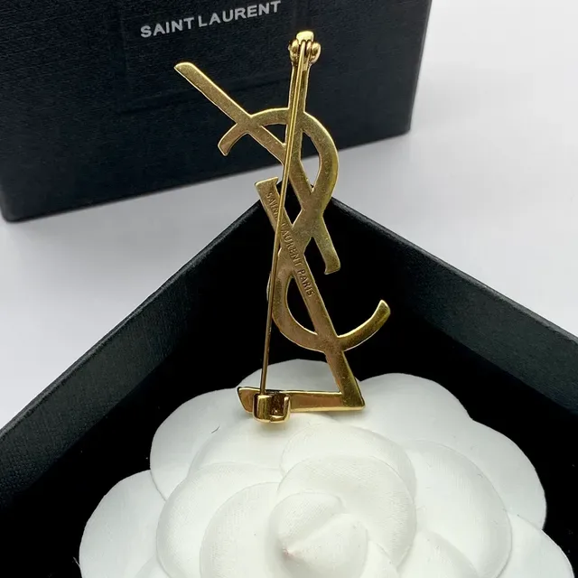 Broche Saint Laurent Monogram Rope doré 2