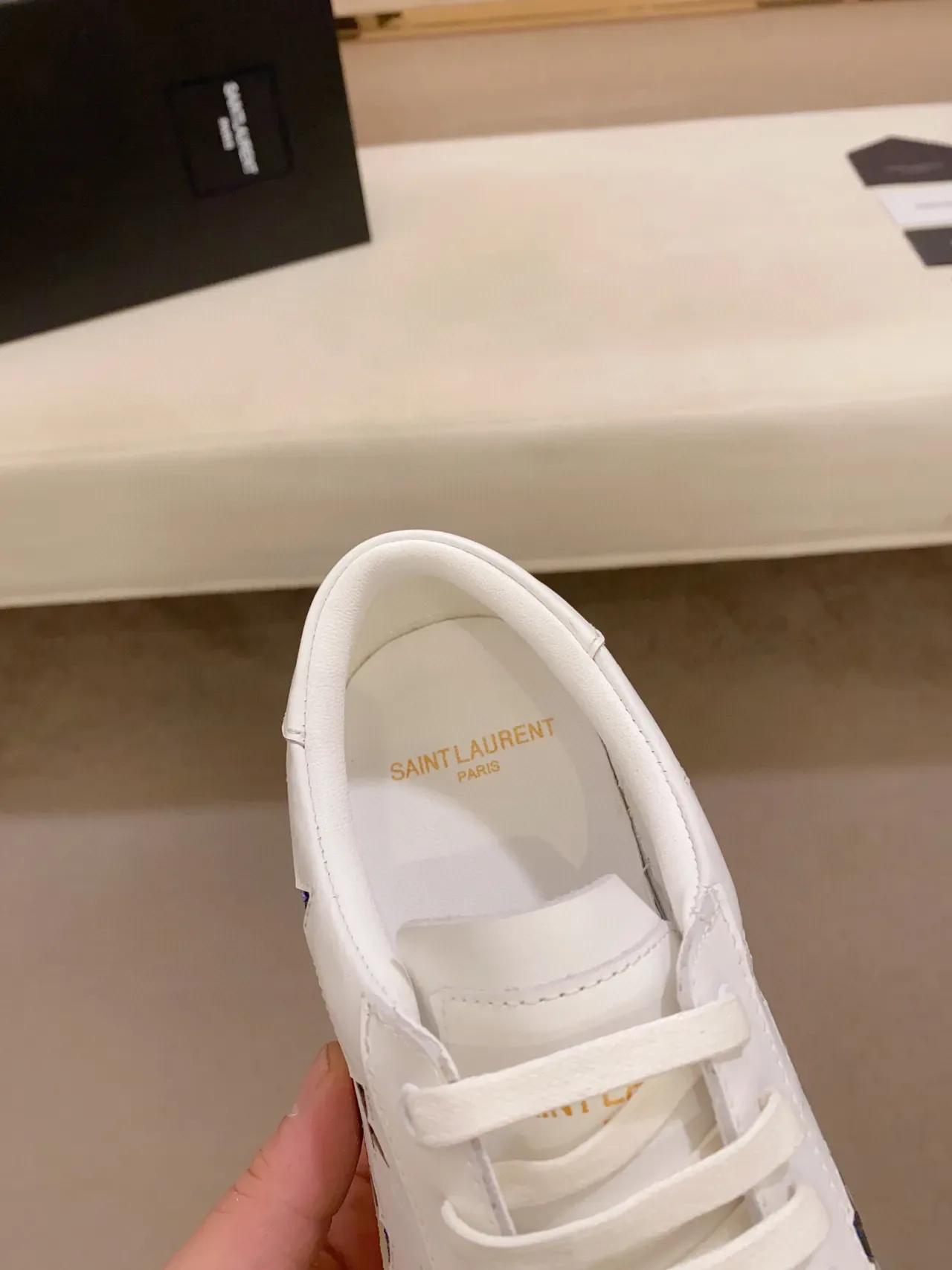 Saint Laurent Opyum 白蓝 皮革 闪光星形 饰片 生活方式运动鞋 4