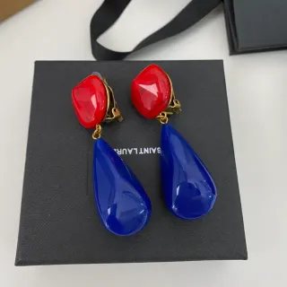 Saint Laurent लाल नीली रेजिन ड्रॉप टू-टोन ईयररिंग्स