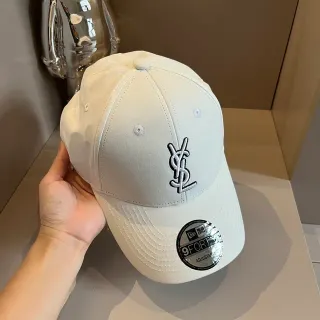 Saint Laurent 白黑 结构 六面板 刺绣 花押字 棒球帽