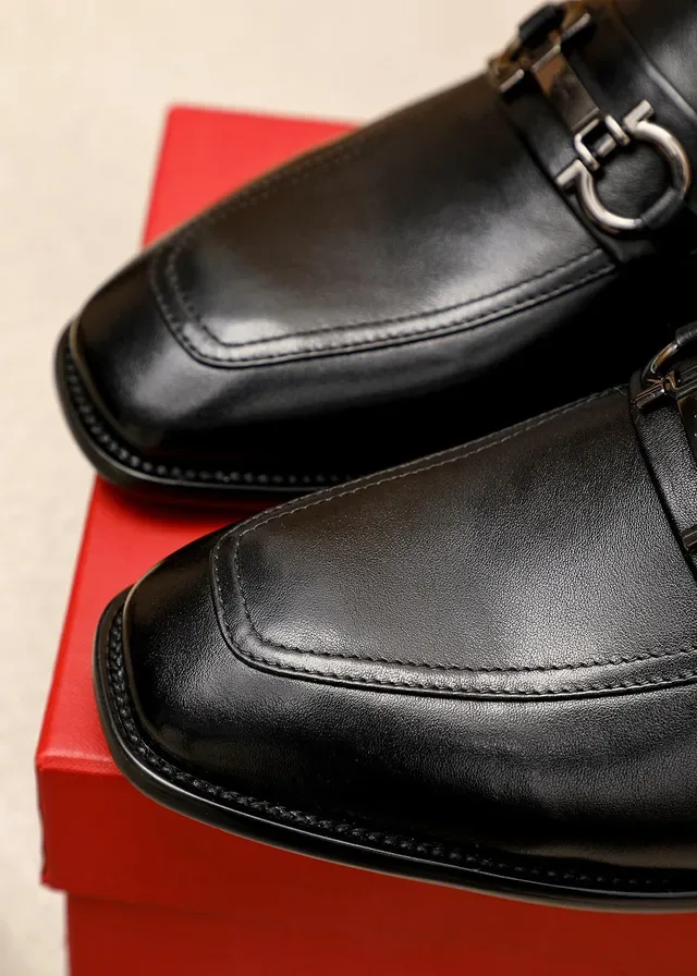 Salvatore Ferragamo Gancini Black Leather Horsebit Loafers 5
