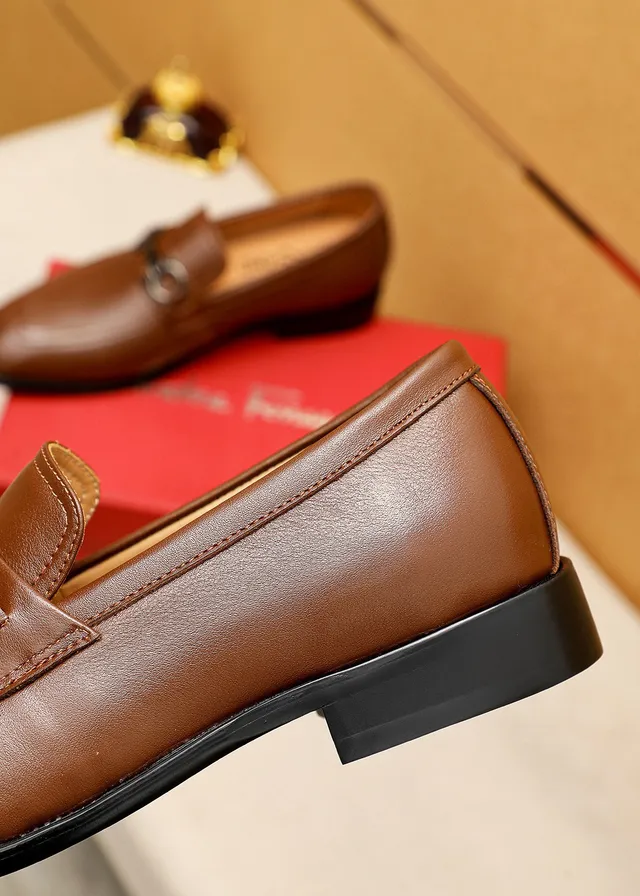 Salvatore Ferragamo Gancini Brown Leather Horsebit Loafers 3