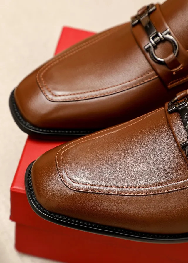 Salvatore Ferragamo Gancini Brown Leather Horsebit Loafers 4