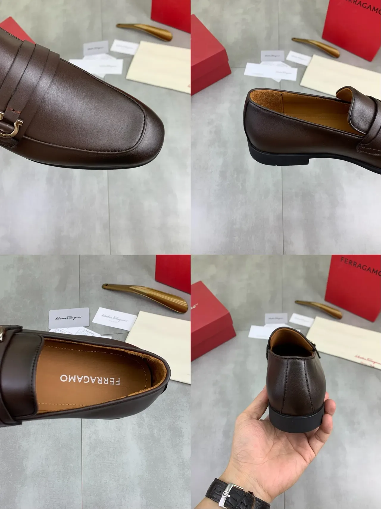 Salvatore Ferragamo Gancini Loafer Brown Leather Loafers 2