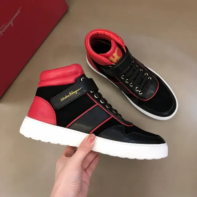 Salvatore Ferragamo हाई-टॉप स्यूड এবং চামড়ার স্নিকার্স 7