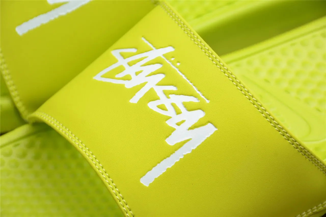 Stussy Stock Logo Lime Green चप्पल 5