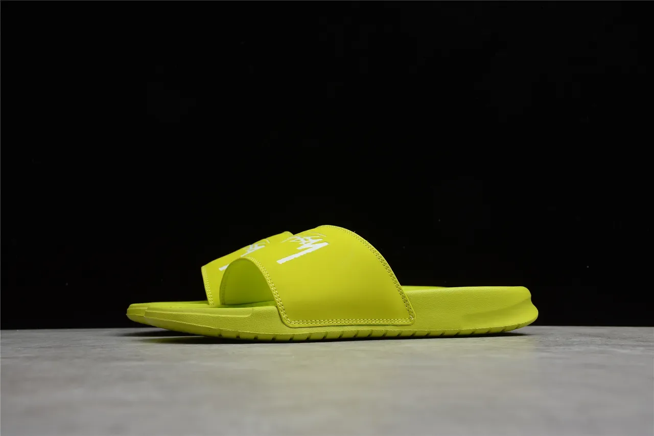 Stussy Stock Logo Lime Green चप्पल 11