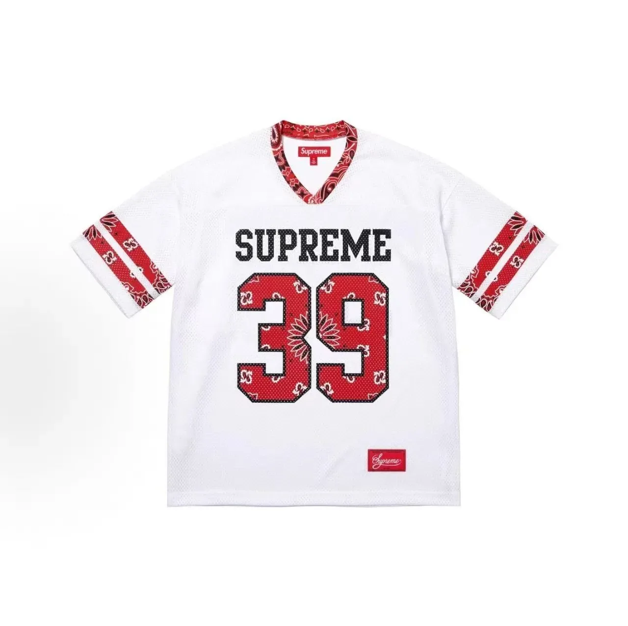 Supreme Bandana Black White Mesh Construction Accents Jersey 3