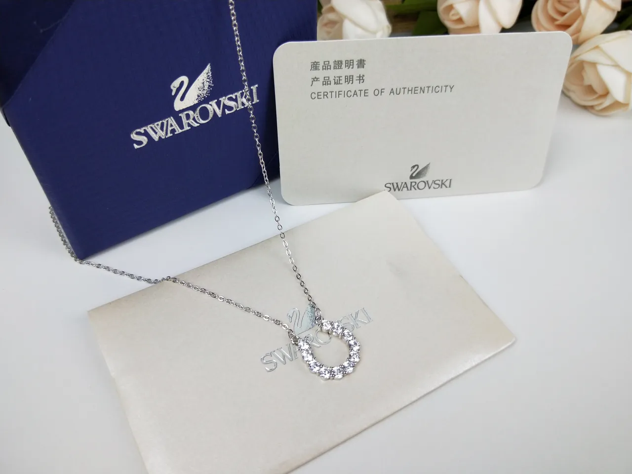 Swarovski क्रिस्टल पवे़ हूप पेंडेंट नेकलस 3