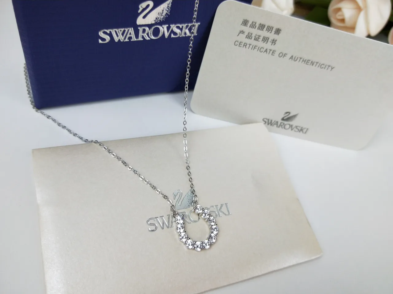 Swarovski क्रिस्टल पवे़ हूप पेंडेंट नेकलस 4