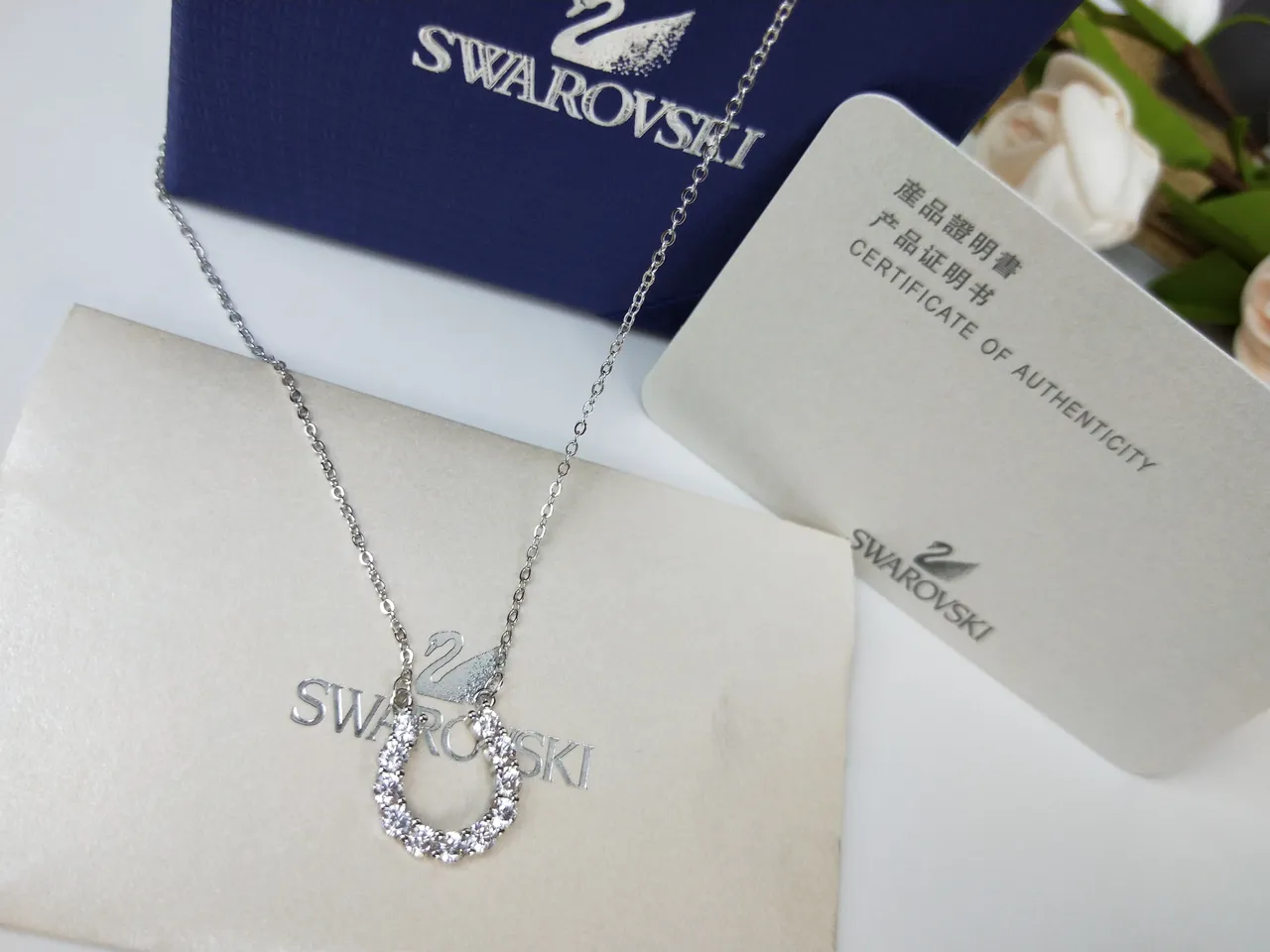 Swarovski क्रिस्टल पवे़ हूप पेंडेंट नेकलस 5