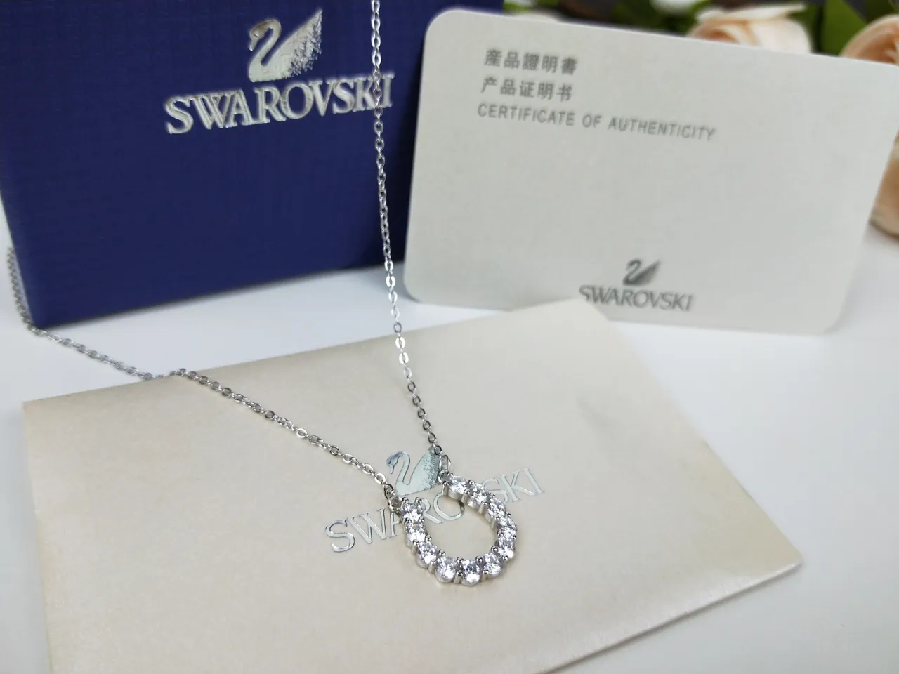 Swarovski क्रिस्टल पवे़ हूप पेंडेंट नेकलस 7