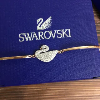 Swarovski Swan Pavé-Crystal Gold-Tone Bangle Bracelet