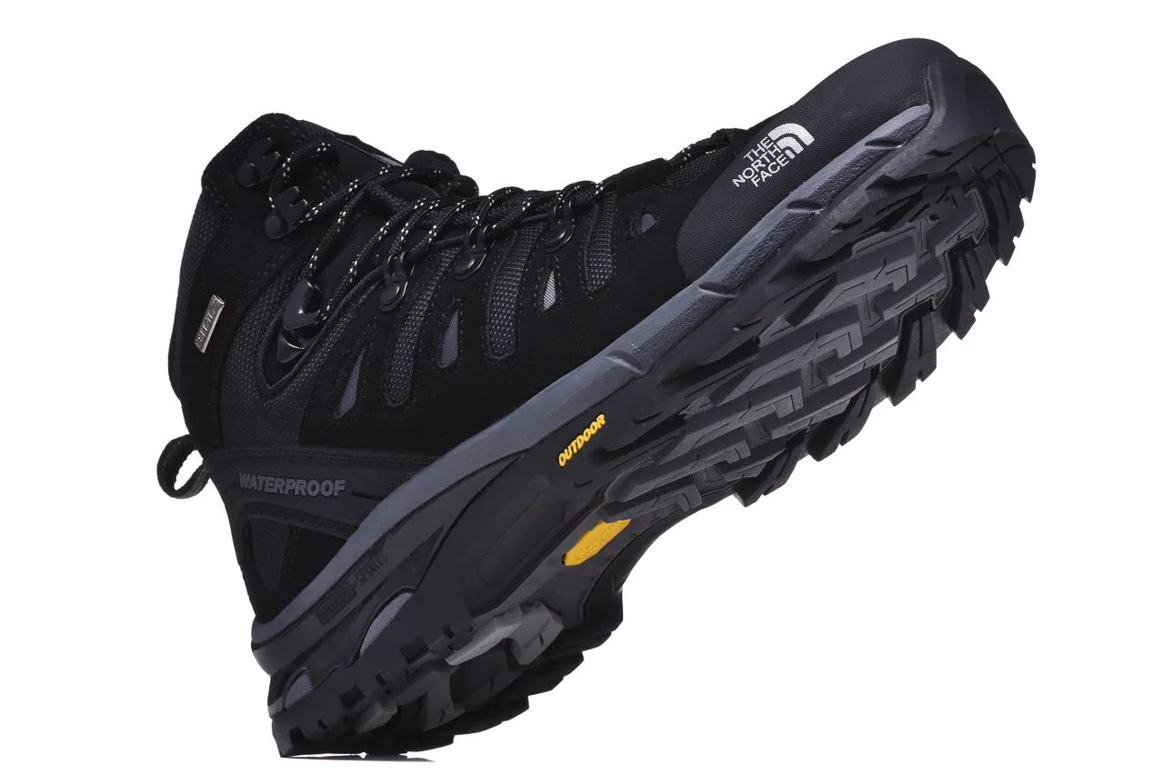 The North Face भूरा काला जलरोधक सूड-मेश ऊपरी हाइकिंग बूट 4