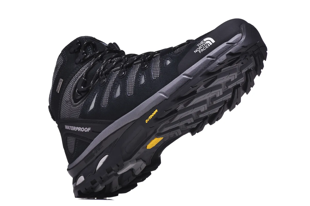 The North Face भूरा काला जलरोधक सूड-मेश ऊपरी हाइकिंग बूट 9