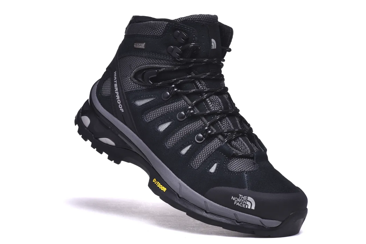 The North Face भूरा काला जलरोधक सूड-मेश ऊपरी हाइकिंग बूट 11