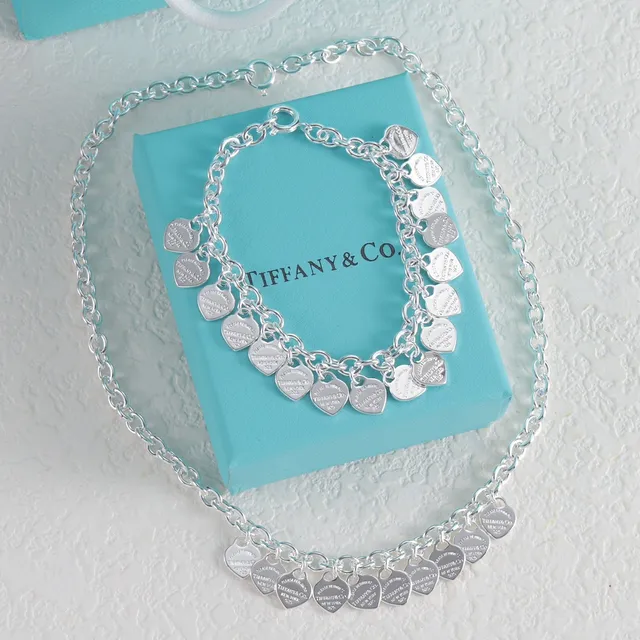 Tiffany & Co. 金色调粉色和透明宝石链接项链 18