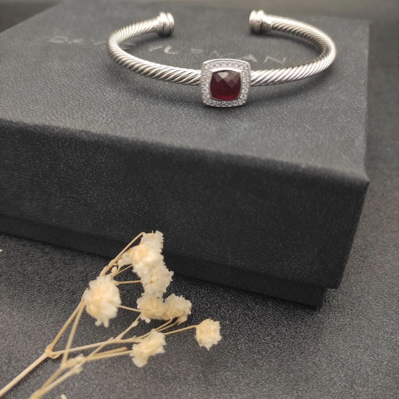 Tiffany & Co. HardWear Square Red Gemstone and Pavé Diamond Bracelet 4