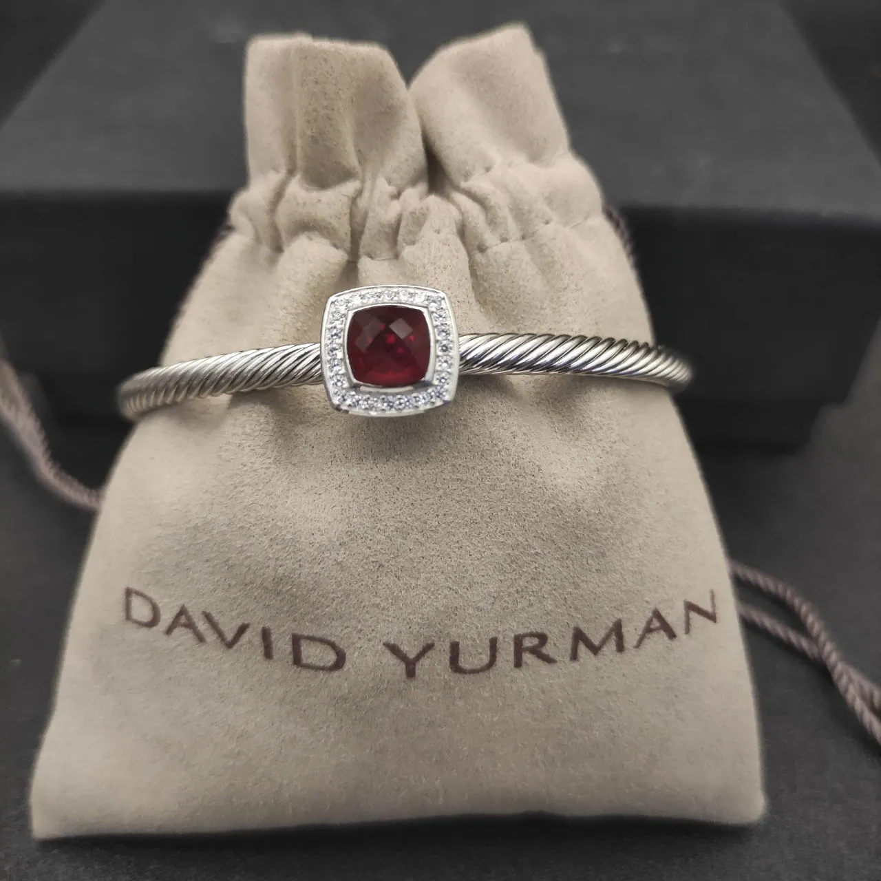 Tiffany & Co. HardWear Square Red Gemstone and Pavé Diamond Bracelet 5