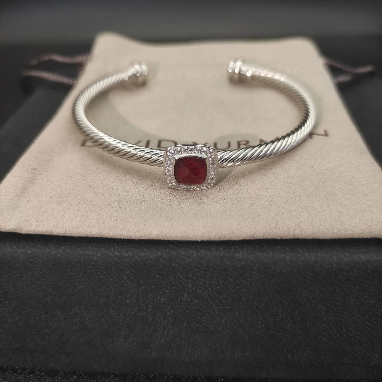 Tiffany & Co. HardWear Square Red Gemstone and Pavé Diamond Bracelet 6