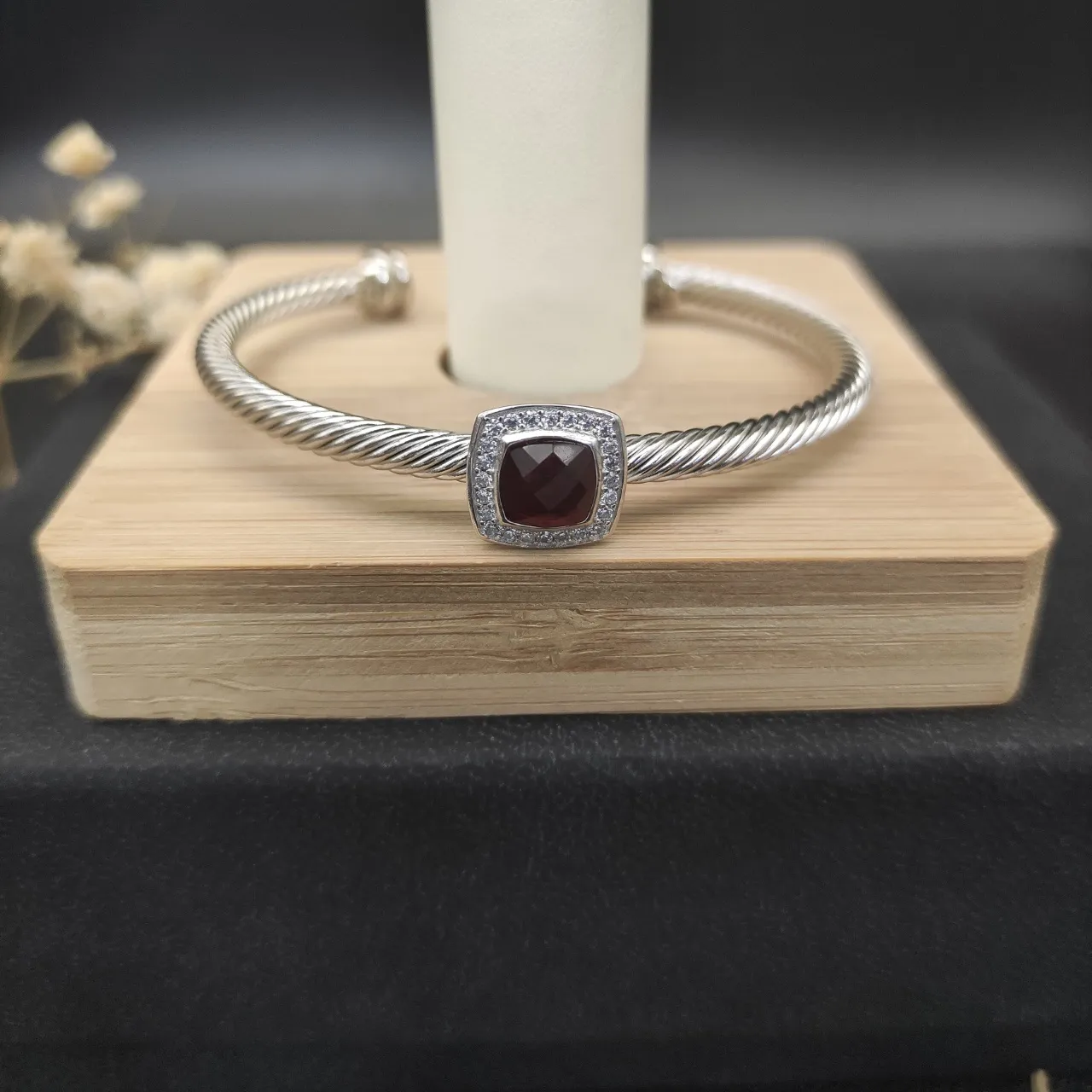 Tiffany & Co. HardWear Square Red Gemstone and Pavé Diamond Bracelet 8