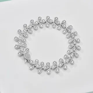 Tiffany & Co. फ्लोरल मोटिफ पावे टीरड्रॉप लिंक ब्रेसलेट