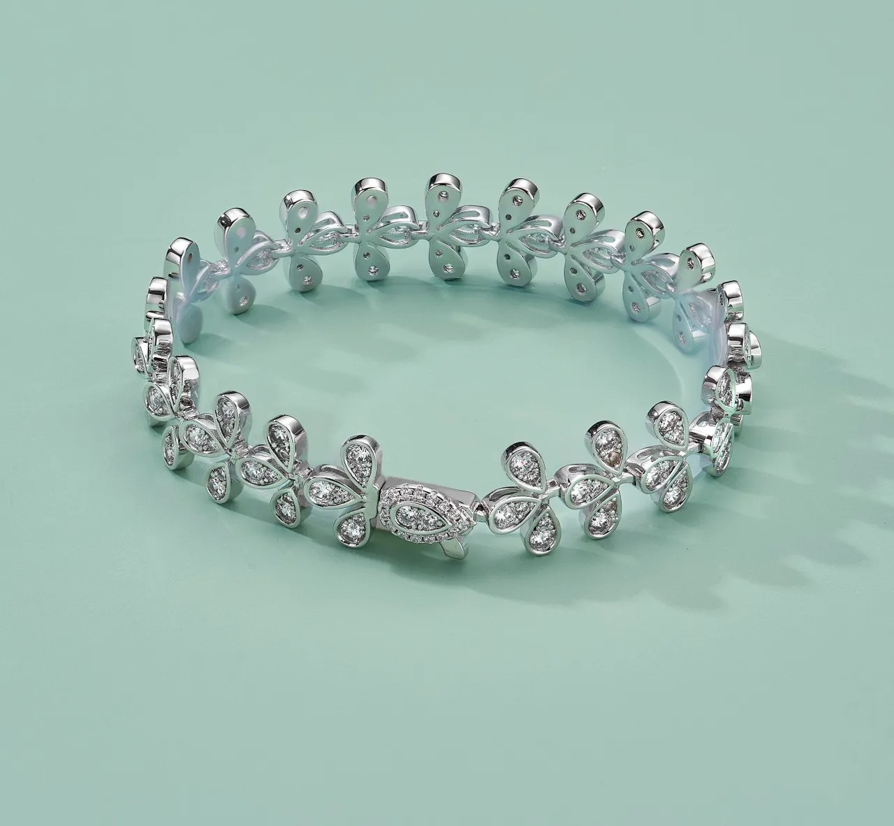 Tiffany & Co. Pulseira de elos com motivo floral Pavé em forma de gota 7