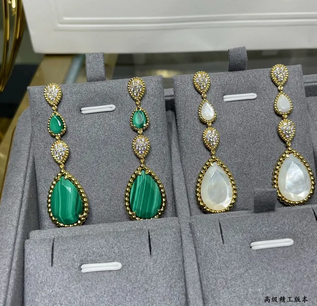 Tiffany & Co. हरा सोना तीन तह गिरावट मलेशाइट बूंद कान की झुमका 8