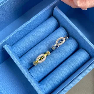 Tiffany & Co. HardWear आपस में जुड़े अंडाकार पावे डायमंड दो टोन सोने के हूप ईयरिंग्स