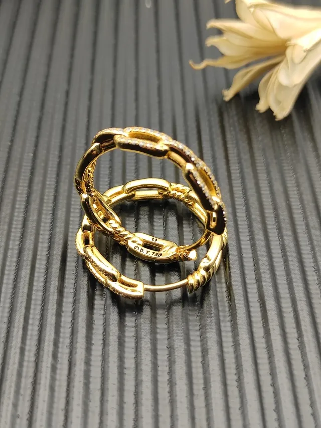 Tiffany & Co. HardWear एक-दूसरे से जुड़े रस्सी लिंक पावे डायमंड हूप ईयररिंग्स 4