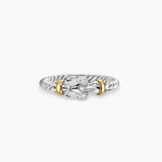 Tiffany & Co. HardWear चाँदी सोना रस्सी ट्विस्ट बैंड डबल बकल मोटिफ रिंग