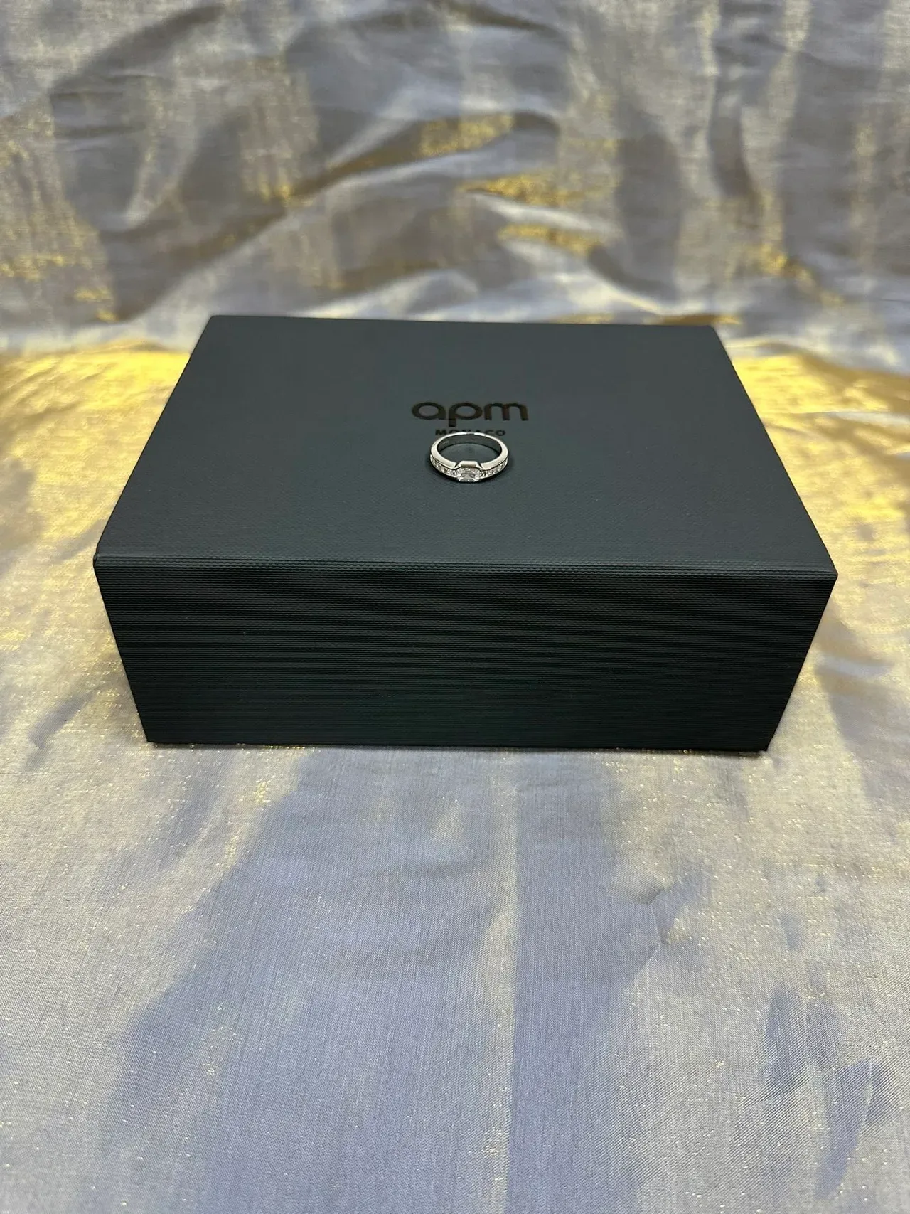 Tiffany & Co. Navy Silver ইমারল্ড-কাট সেন্টার স্টোন ব্যাগুয়েট সাইড স্টোন রিং 8