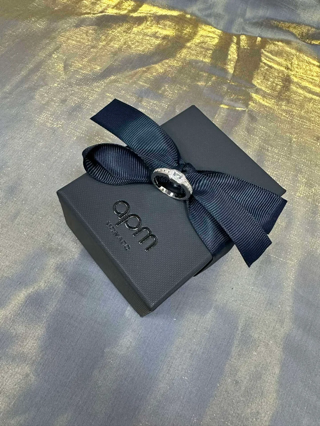 Tiffany & Co. Navy Silver ইমারল্ড-কাট সেন্টার স্টোন ব্যাগুয়েট সাইড স্টোন রিং 9