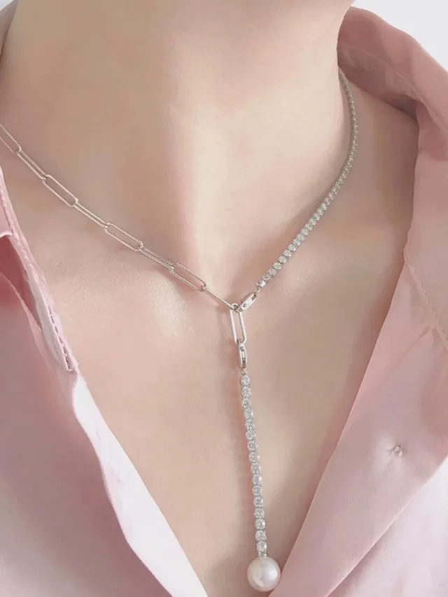 Tiffany & Co. 纸夹链镶钻坠珠项链 5