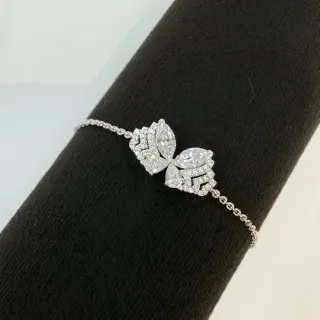 Tiffany & Co. Silver White Floral Motif Marquise-Cut Stones Bracelet