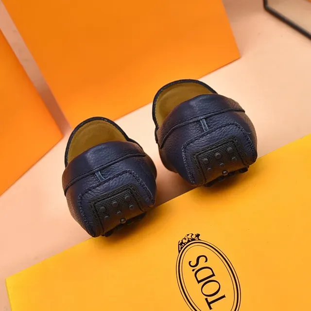 Tod's Double T Loafer Navy Blue Pebbled Leather Loafers 2