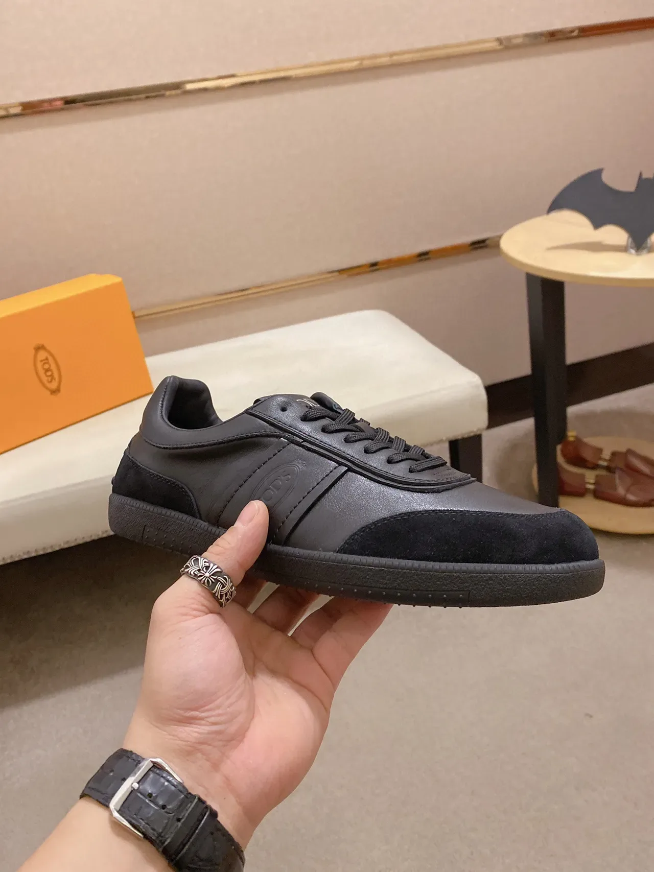Sneakers lifestyle Tod's Gommino noires low-top hybrides cuir-suede 7