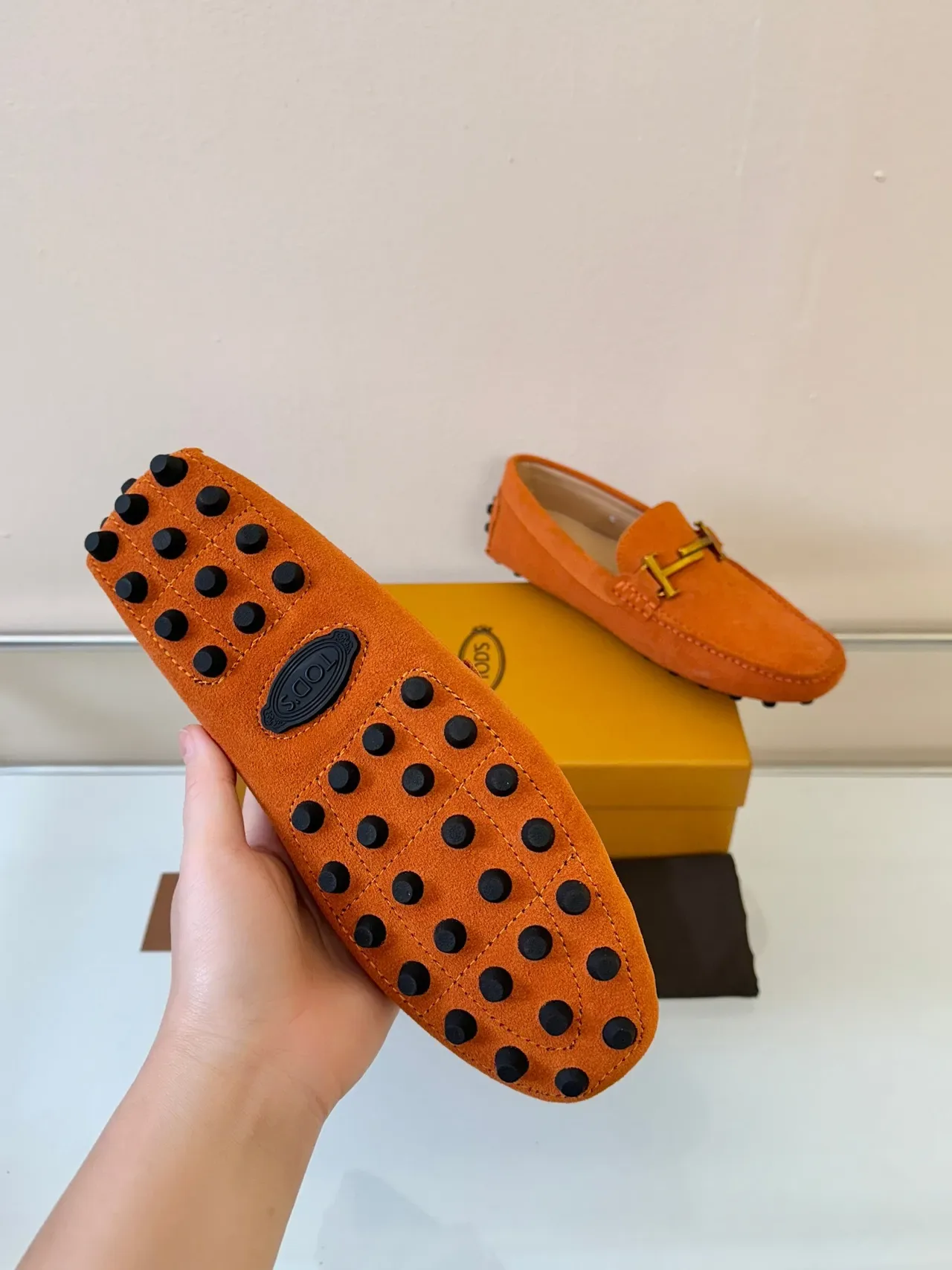 Tod's नारंगी स्यूड Gommino H-Bit लोफर 5